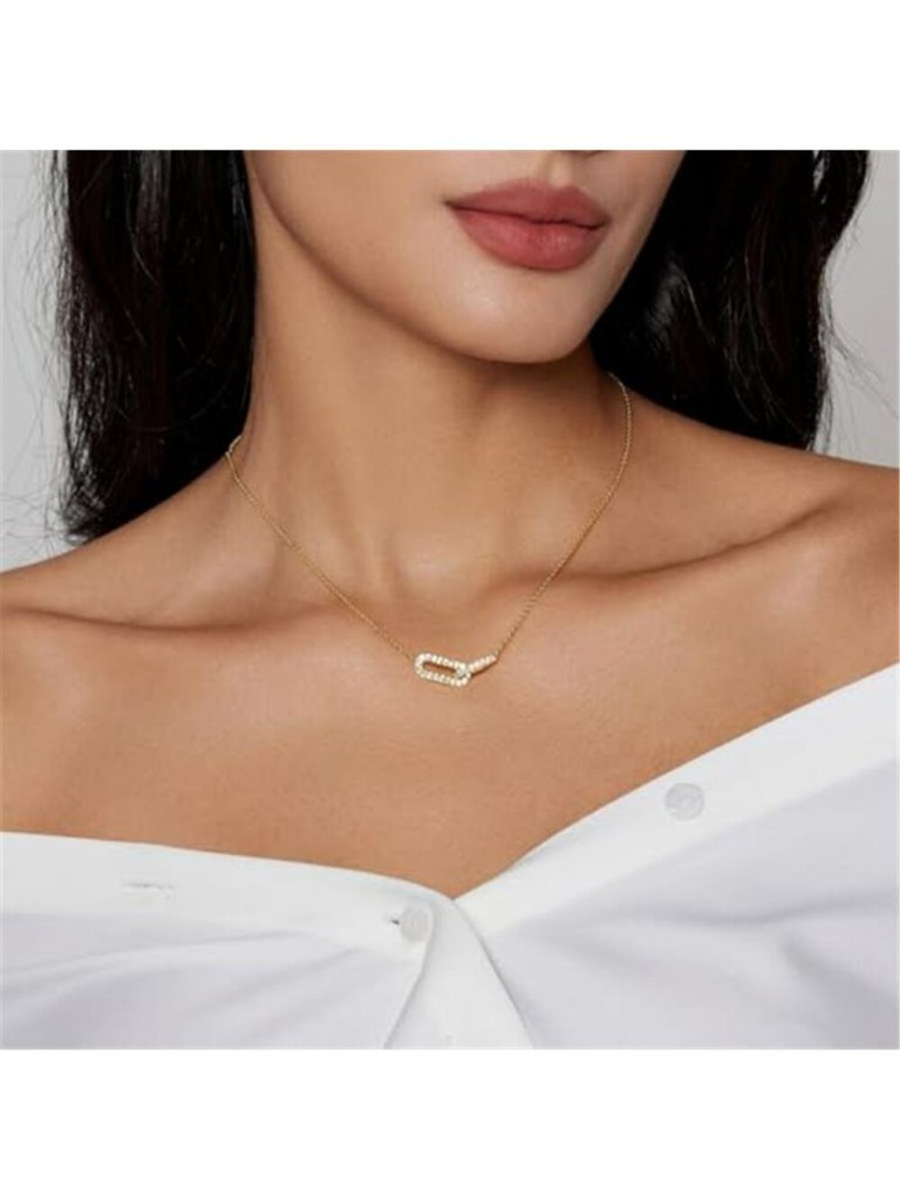 Diamond Pendant Necklace for Women, Dainty Gold Necklace 14k Gold Plated